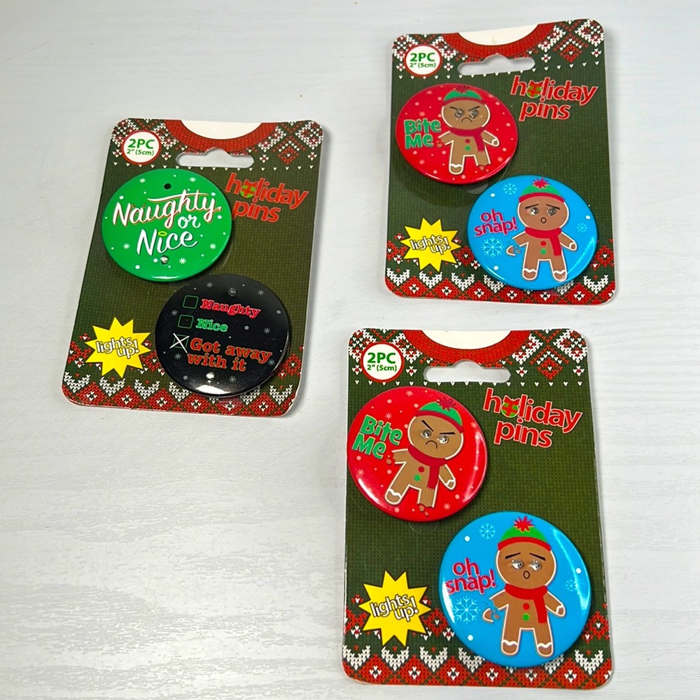 Holiday Pins for Christmas and light up come in bundle.